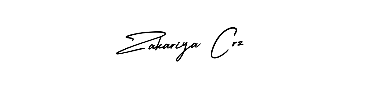 You should practise on your own different ways (AmerikaSignatureDemo-Regular) to write your name (Zakariya Crz) in signature. don't let someone else do it for you. Zakariya Crz signature style 3 images and pictures png