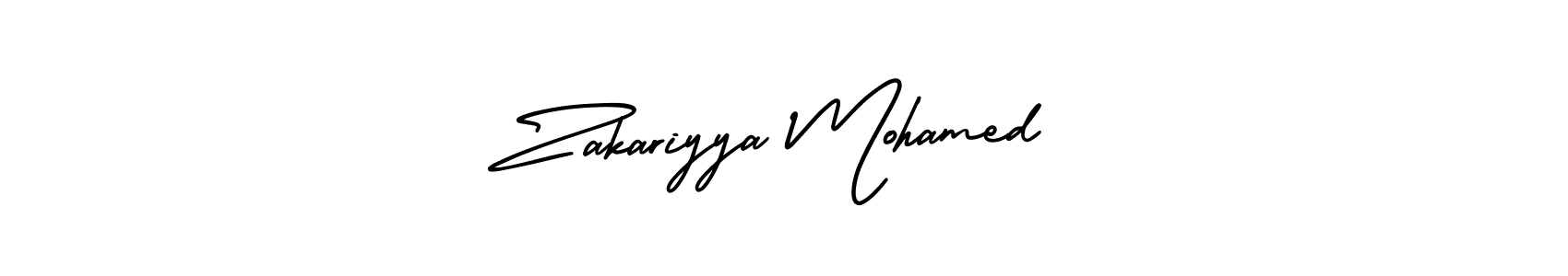 How to make Zakariyya Mohamed name signature. Use AmerikaSignatureDemo-Regular style for creating short signs online. This is the latest handwritten sign. Zakariyya Mohamed signature style 3 images and pictures png