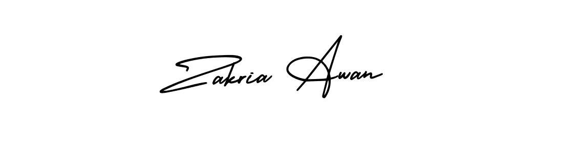 You should practise on your own different ways (AmerikaSignatureDemo-Regular) to write your name (Zakria Awan) in signature. don't let someone else do it for you. Zakria Awan signature style 3 images and pictures png