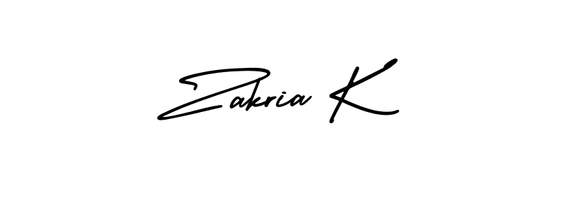 You should practise on your own different ways (AmerikaSignatureDemo-Regular) to write your name (Zakria K) in signature. don't let someone else do it for you. Zakria K signature style 3 images and pictures png