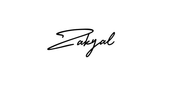 How to make Zakyal name signature. Use AmerikaSignatureDemo-Regular style for creating short signs online. This is the latest handwritten sign. Zakyal signature style 3 images and pictures png