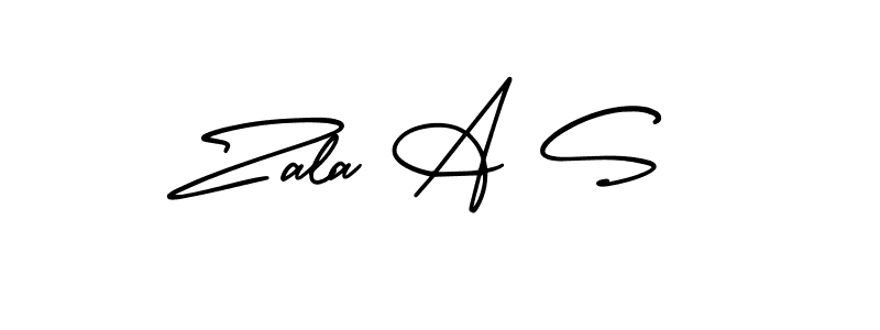 You should practise on your own different ways (AmerikaSignatureDemo-Regular) to write your name (Zala A S) in signature. don't let someone else do it for you. Zala A S signature style 3 images and pictures png