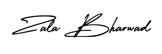 Express your personality with a custom Zala Bharwad signature crafted with AmerikaSignatureDemo-Regular typography. Free transparent PNG download available. Zala Bharwad signature style 3 images and pictures png