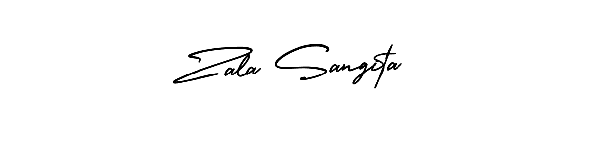 Zala Sangita stylish signature style. Best Handwritten Sign (AmerikaSignatureDemo-Regular) for my name. Handwritten Signature Collection Ideas for my name Zala Sangita. Zala Sangita signature style 3 images and pictures png