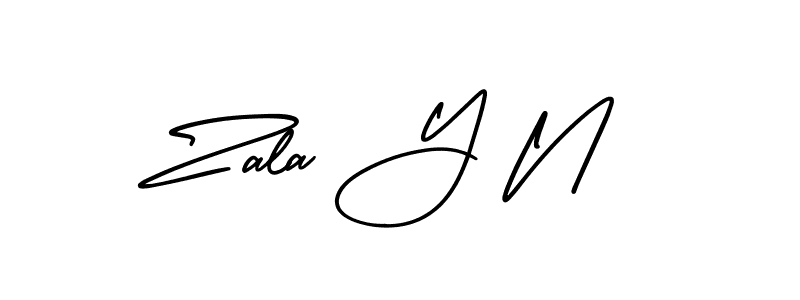 Zala Y N stylish signature style. Best Handwritten Sign (AmerikaSignatureDemo-Regular) for my name. Handwritten Signature Collection Ideas for my name Zala Y N. Zala Y N signature style 3 images and pictures png