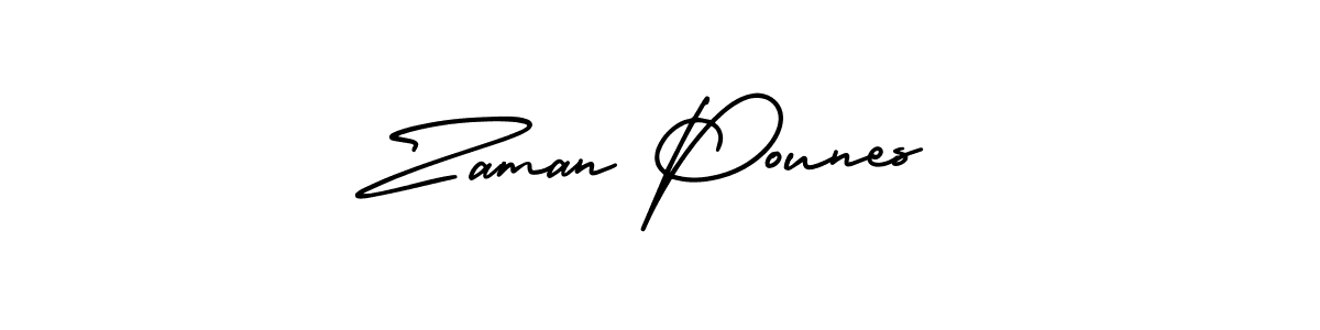 Zaman Pounes stylish signature style. Best Handwritten Sign (AmerikaSignatureDemo-Regular) for my name. Handwritten Signature Collection Ideas for my name Zaman Pounes. Zaman Pounes signature style 3 images and pictures png