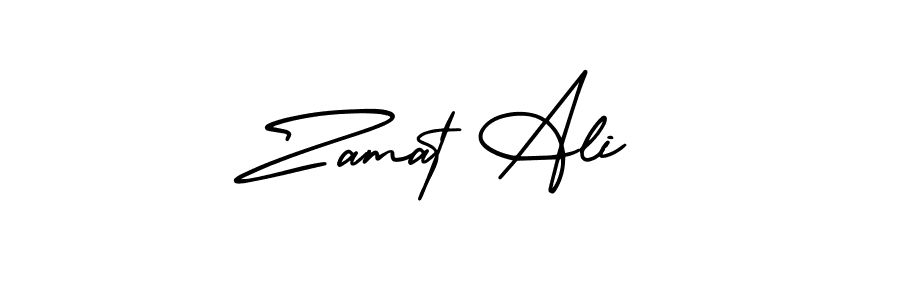 The best way (AmerikaSignatureDemo-Regular) to make a short signature is to pick only two or three words in your name. The name Zamat Ali include a total of six letters. For converting this name. Zamat Ali signature style 3 images and pictures png