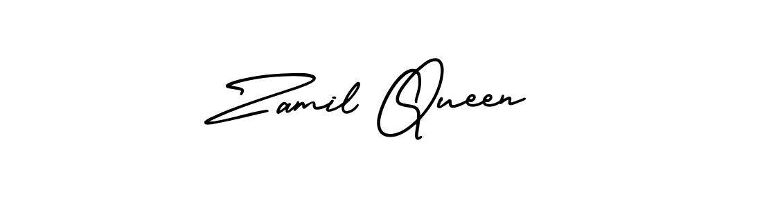 You should practise on your own different ways (AmerikaSignatureDemo-Regular) to write your name (Zamil Queen) in signature. don't let someone else do it for you. Zamil Queen signature style 3 images and pictures png