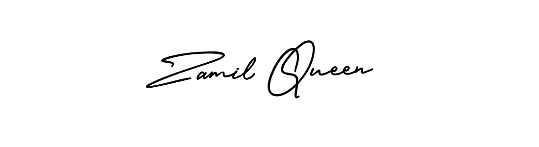 You should practise on your own different ways (AmerikaSignatureDemo-Regular) to write your name (Zamil Queen) in signature. don't let someone else do it for you. Zamil Queen signature style 3 images and pictures png