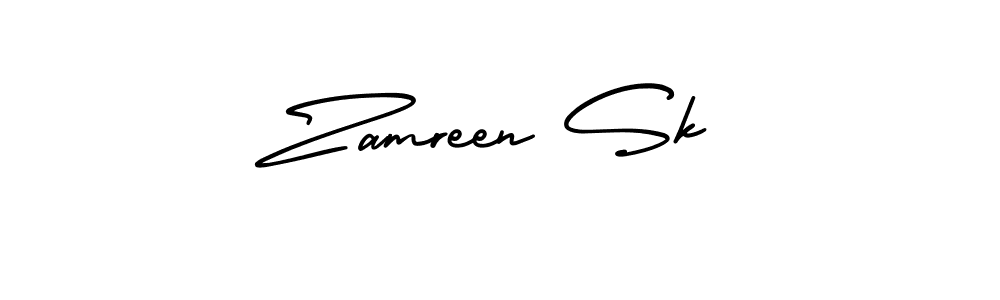 This is the best signature style for the Zamreen Sk name. Also you like these signature font (AmerikaSignatureDemo-Regular). Mix name signature. Zamreen Sk signature style 3 images and pictures png