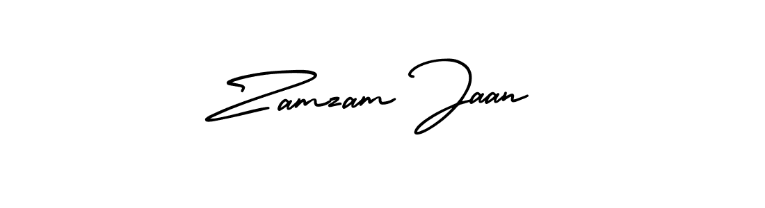 You should practise on your own different ways (AmerikaSignatureDemo-Regular) to write your name (Zamzam Jaan) in signature. don't let someone else do it for you. Zamzam Jaan signature style 3 images and pictures png