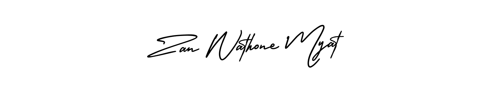 How to make Zan Wathone Myat name signature. Use AmerikaSignatureDemo-Regular style for creating short signs online. This is the latest handwritten sign. Zan Wathone Myat signature style 3 images and pictures png