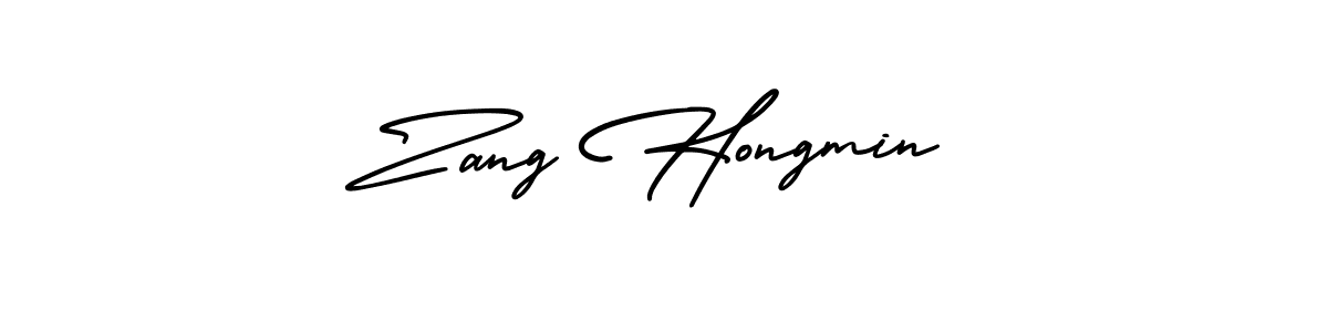 Create a beautiful signature design for name Zang Hongmin. With this signature (AmerikaSignatureDemo-Regular) fonts, you can make a handwritten signature for free. Zang Hongmin signature style 3 images and pictures png