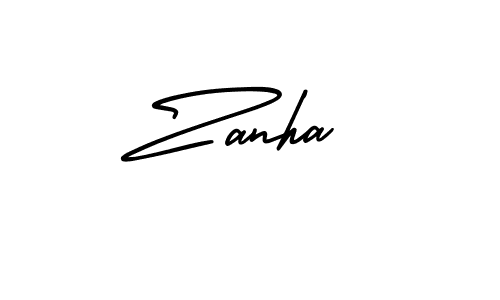 Zanha stylish signature style. Best Handwritten Sign (AmerikaSignatureDemo-Regular) for my name. Handwritten Signature Collection Ideas for my name Zanha. Zanha signature style 3 images and pictures png