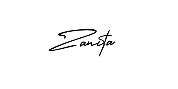 How to make Zanita name signature. Use AmerikaSignatureDemo-Regular style for creating short signs online. This is the latest handwritten sign. Zanita signature style 3 images and pictures png