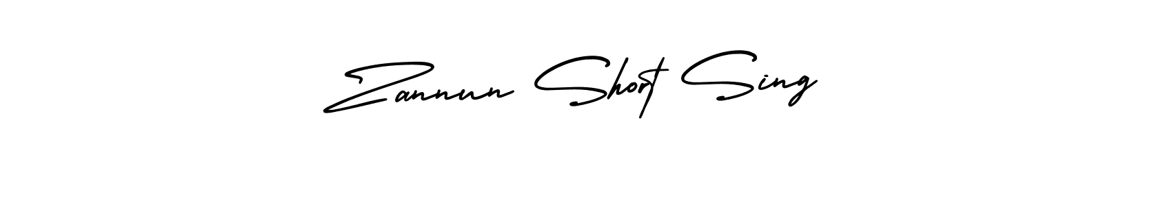 You should practise on your own different ways (AmerikaSignatureDemo-Regular) to write your name (Zannun Short Sing) in signature. don't let someone else do it for you. Zannun Short Sing signature style 3 images and pictures png