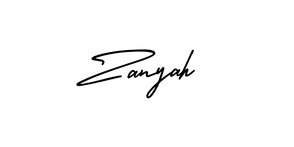 You should practise on your own different ways (AmerikaSignatureDemo-Regular) to write your name (Zanyah) in signature. don't let someone else do it for you. Zanyah signature style 3 images and pictures png