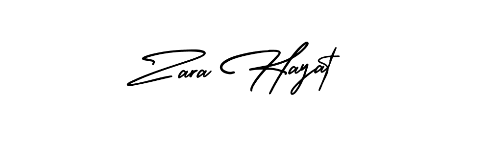 The best way (AmerikaSignatureDemo-Regular) to make a short signature is to pick only two or three words in your name. The name Zara Hayat include a total of six letters. For converting this name. Zara Hayat signature style 3 images and pictures png