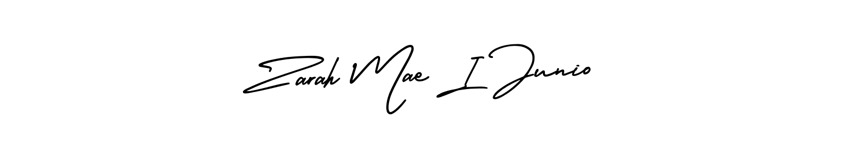 The best way (AmerikaSignatureDemo-Regular) to make a short signature is to pick only two or three words in your name. The name Zarah Mae I Junio include a total of six letters. For converting this name. Zarah Mae I Junio signature style 3 images and pictures png