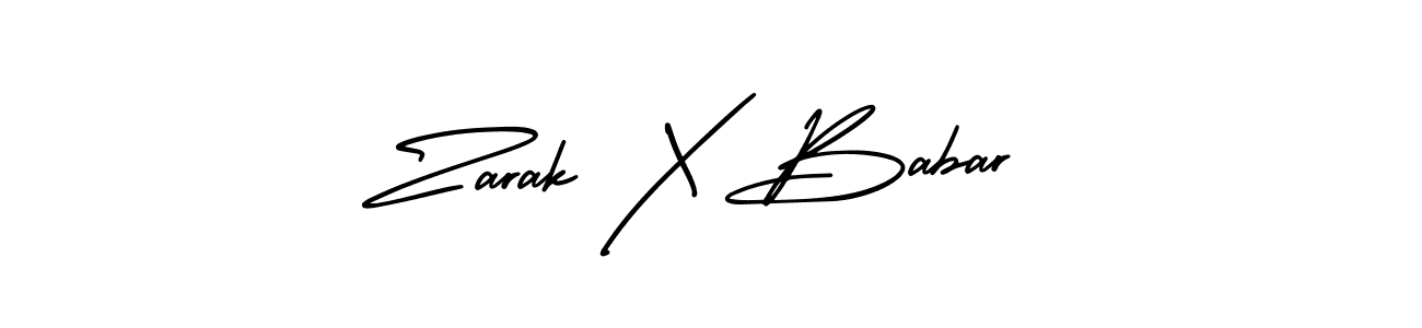 AmerikaSignatureDemo-Regular is a professional signature style that is perfect for those who want to add a touch of class to their signature. It is also a great choice for those who want to make their signature more unique. Get Zarak X Babar name to fancy signature for free. Zarak X Babar signature style 3 images and pictures png