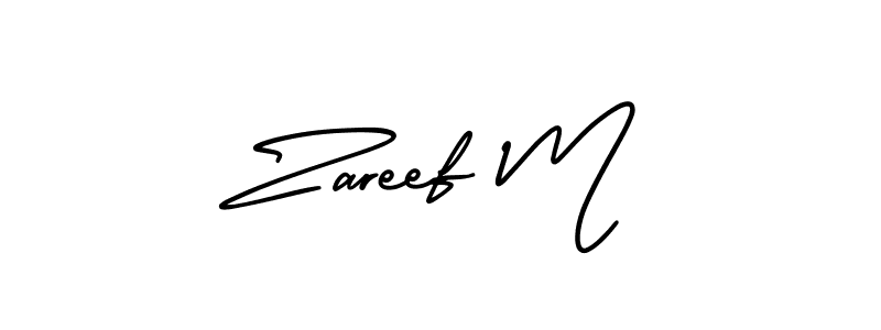How to make Zareef M name signature. Use AmerikaSignatureDemo-Regular style for creating short signs online. This is the latest handwritten sign. Zareef M signature style 3 images and pictures png