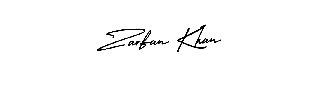 You should practise on your own different ways (AmerikaSignatureDemo-Regular) to write your name (Zarfan Khan) in signature. don't let someone else do it for you. Zarfan Khan signature style 3 images and pictures png