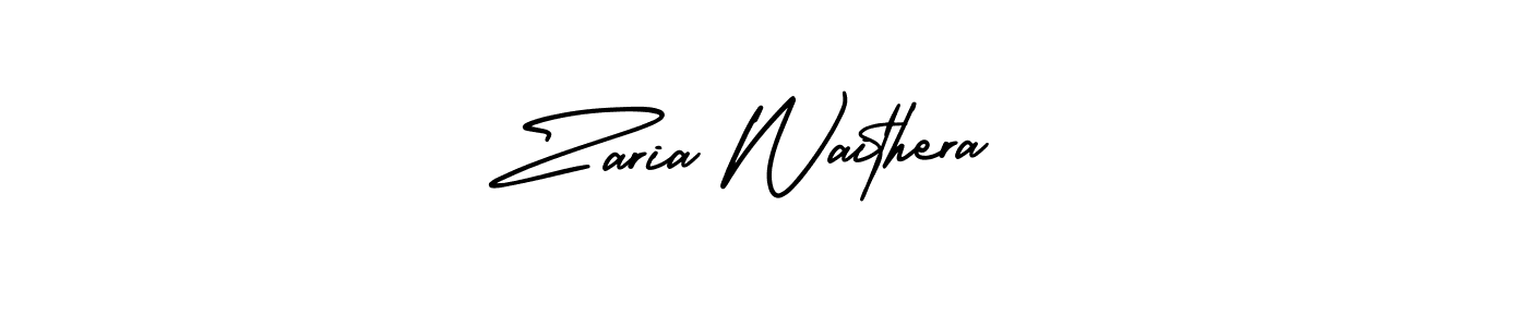 How to make Zaria Waithera name signature. Use AmerikaSignatureDemo-Regular style for creating short signs online. This is the latest handwritten sign. Zaria Waithera signature style 3 images and pictures png