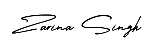 The best way (AmerikaSignatureDemo-Regular) to make a short signature is to pick only two or three words in your name. For converting this name Zarina Singh. Zarina Singh signature style 3 images and pictures png