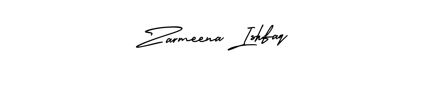 This is the best signature style for the Zarmeena Ishfaq name. Also you like these signature font (AmerikaSignatureDemo-Regular). Mix name signature. Zarmeena Ishfaq signature style 3 images and pictures png