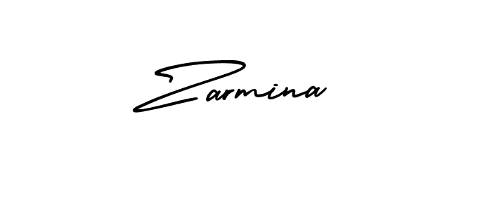 How to make Zarmina name signature. Use AmerikaSignatureDemo-Regular style for creating short signs online. This is the latest handwritten sign. Zarmina signature style 3 images and pictures png