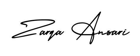 A modern signature idea for name Zarqa Ansari using AmerikaSignatureDemo-Regular font. Clean strokes and elegant curves make it stand out instantly. Zarqa Ansari signature style 3 images and pictures png