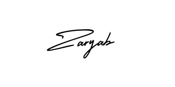 How to make Zaryab name signature. Use AmerikaSignatureDemo-Regular style for creating short signs online. This is the latest handwritten sign. Zaryab signature style 3 images and pictures png