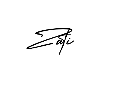 The best way (AmerikaSignatureDemo-Regular) to make a short signature is to pick only two or three words in your name. The name Zati include a total of six letters. For converting this name. Zati signature style 3 images and pictures png