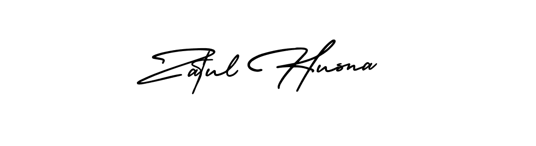 The best way (AmerikaSignatureDemo-Regular) to make a short signature is to pick only two or three words in your name. The name Zatul Husna include a total of six letters. For converting this name. Zatul Husna signature style 3 images and pictures png