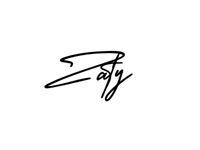 The best way (AmerikaSignatureDemo-Regular) to make a short signature is to pick only two or three words in your name. The name Zaty include a total of six letters. For converting this name. Zaty signature style 3 images and pictures png