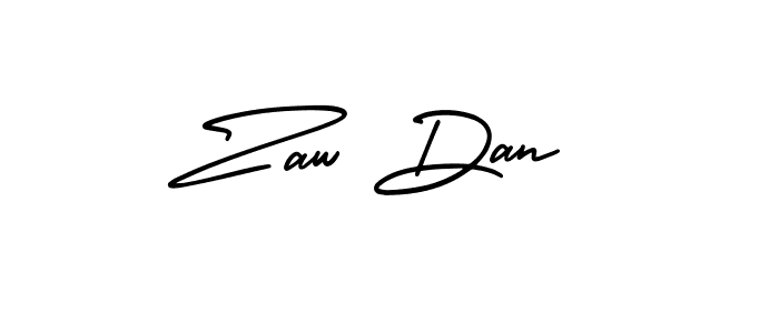 How to make Zaw Dan name signature. Use AmerikaSignatureDemo-Regular style for creating short signs online. This is the latest handwritten sign. Zaw Dan signature style 3 images and pictures png