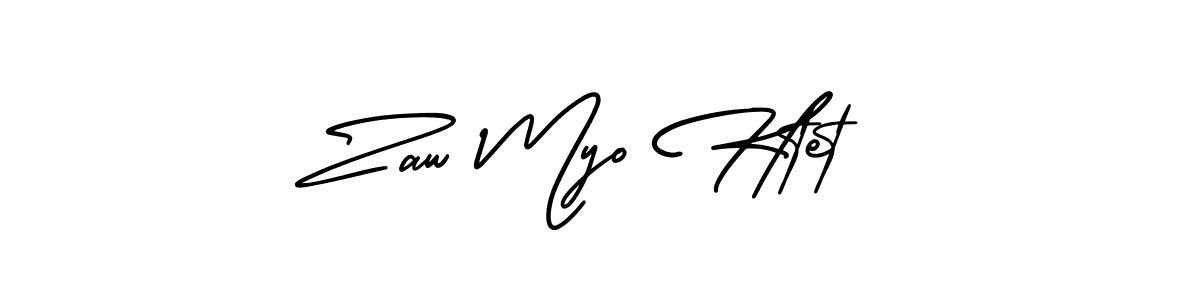 You should practise on your own different ways (AmerikaSignatureDemo-Regular) to write your name (Zaw Myo Htet) in signature. don't let someone else do it for you. Zaw Myo Htet signature style 3 images and pictures png