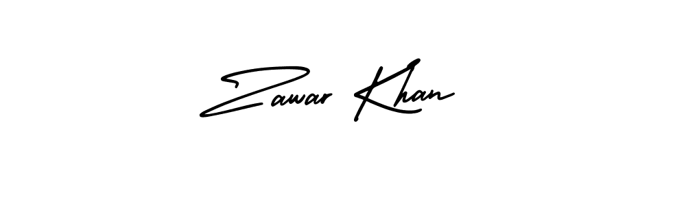 You should practise on your own different ways (AmerikaSignatureDemo-Regular) to write your name (Zawar Khan) in signature. don't let someone else do it for you. Zawar Khan signature style 3 images and pictures png