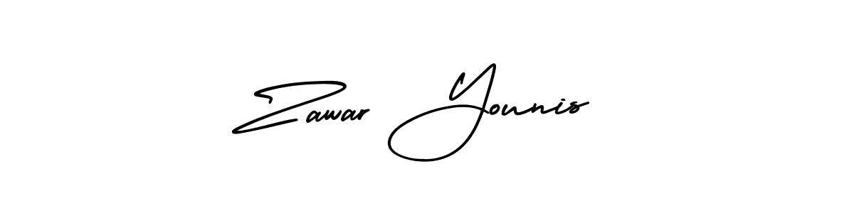 Create a beautiful signature design for name Zawar Younis. With this signature (AmerikaSignatureDemo-Regular) fonts, you can make a handwritten signature for free. Zawar Younis signature style 3 images and pictures png