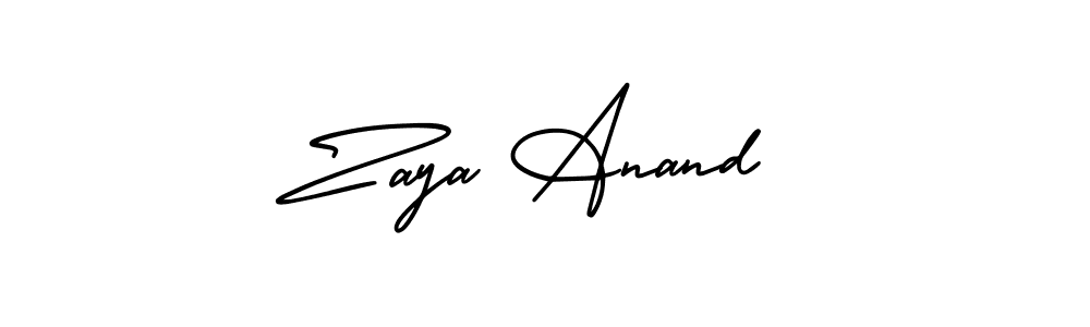 The best way (AmerikaSignatureDemo-Regular) to make a short signature is to pick only two or three words in your name. The name Zaya Anand include a total of six letters. For converting this name. Zaya Anand signature style 3 images and pictures png