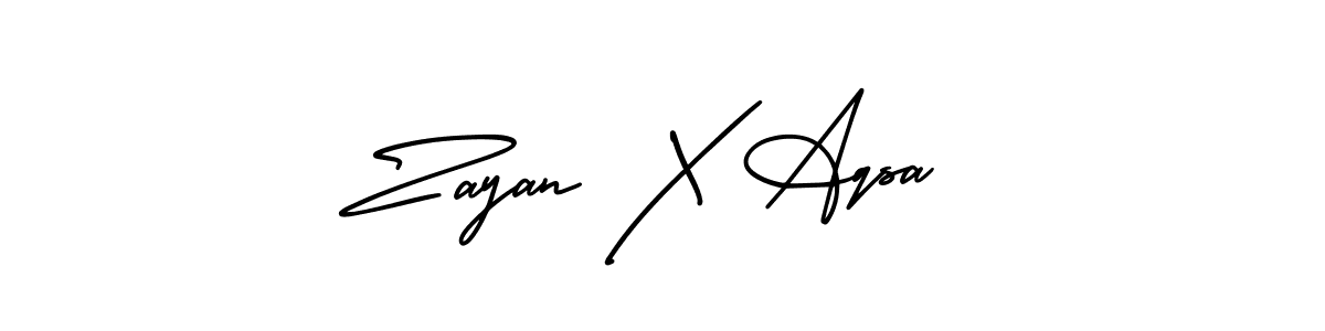 It looks lik you need a new signature style for name Zayan X Aqsa. Design unique handwritten (AmerikaSignatureDemo-Regular) signature with our free signature maker in just a few clicks. Zayan X Aqsa signature style 3 images and pictures png