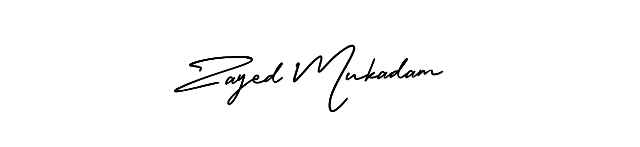 Make a beautiful signature design for name Zayed Mukadam. With this signature (AmerikaSignatureDemo-Regular) style, you can create a handwritten signature for free. Zayed Mukadam signature style 3 images and pictures png