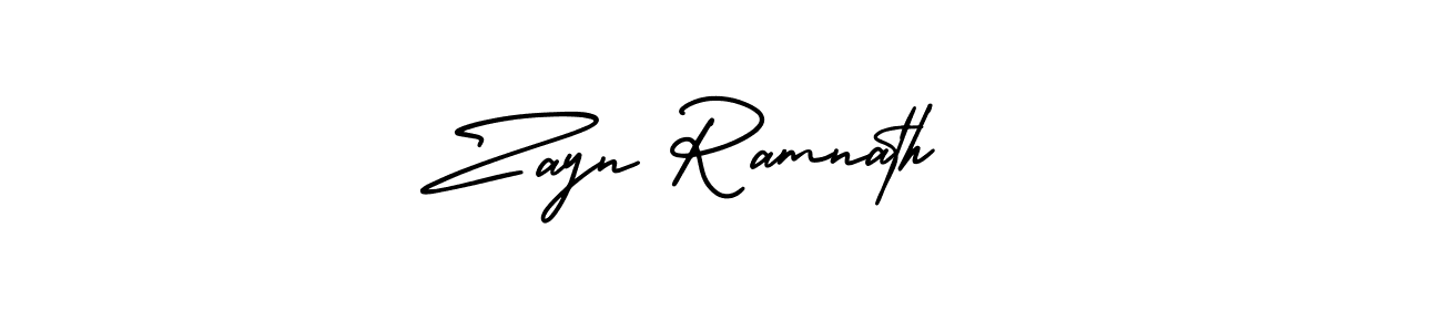 AmerikaSignatureDemo-Regular is a professional signature style that is perfect for those who want to add a touch of class to their signature. It is also a great choice for those who want to make their signature more unique. Get Zayn Ramnath ;-) name to fancy signature for free. Zayn Ramnath ;-) signature style 3 images and pictures png