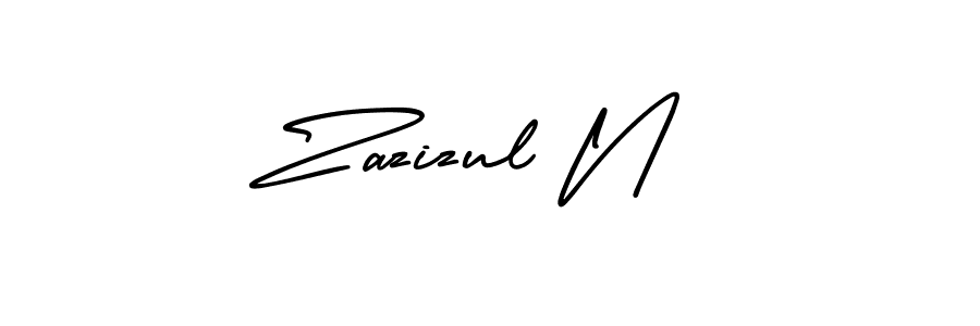 The best way (AmerikaSignatureDemo-Regular) to make a short signature is to pick only two or three words in your name. The name Zazizul N include a total of six letters. For converting this name. Zazizul N signature style 3 images and pictures png