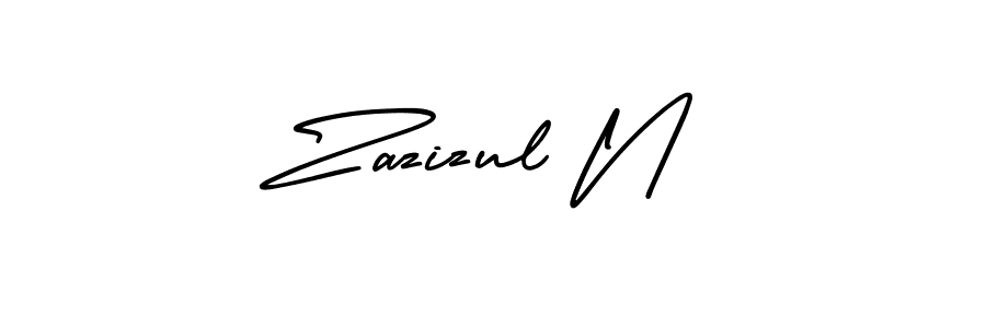 The best way (AmerikaSignatureDemo-Regular) to make a short signature is to pick only two or three words in your name. The name Zazizul N include a total of six letters. For converting this name. Zazizul N signature style 3 images and pictures png