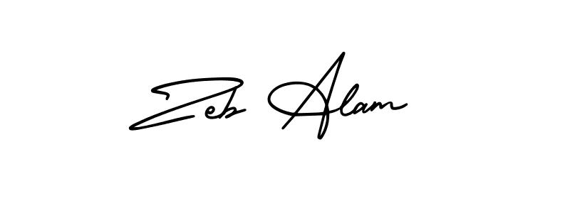 Create a beautiful signature design for name Zeb Alam. With this signature (AmerikaSignatureDemo-Regular) fonts, you can make a handwritten signature for free. Zeb Alam signature style 3 images and pictures png