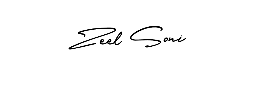 The best way (AmerikaSignatureDemo-Regular) to make a short signature is to pick only two or three words in your name. The name Zeel Soni include a total of six letters. For converting this name. Zeel Soni signature style 3 images and pictures png