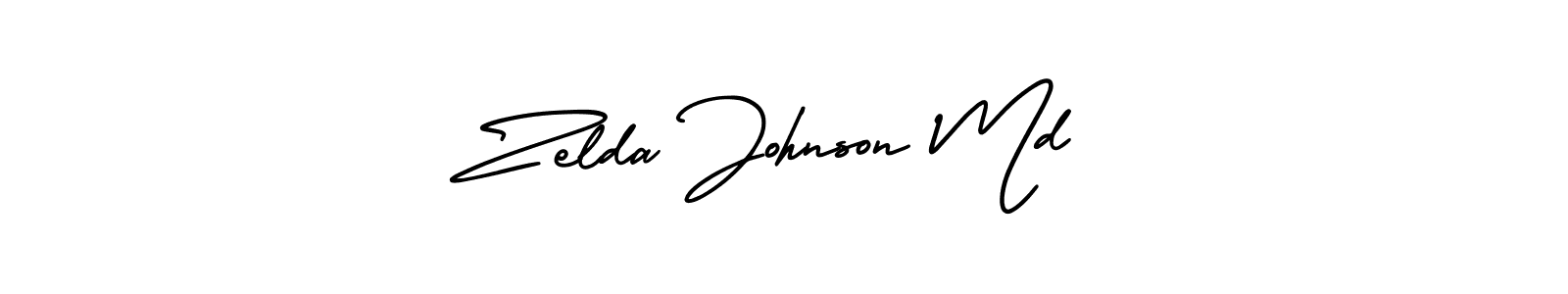 You should practise on your own different ways (AmerikaSignatureDemo-Regular) to write your name (Zelda Johnson Md) in signature. don't let someone else do it for you. Zelda Johnson Md signature style 3 images and pictures png