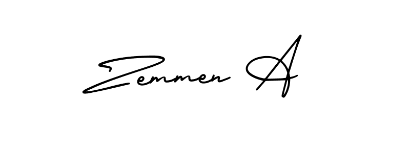 Design your own signature with our free online signature maker. With this signature software, you can create a handwritten (AmerikaSignatureDemo-Regular) signature for name Zemmen A. Zemmen A signature style 3 images and pictures png