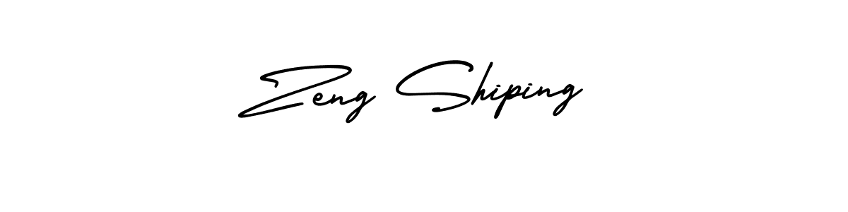 The best way (AmerikaSignatureDemo-Regular) to make a short signature is to pick only two or three words in your name. The name Zeng Shiping include a total of six letters. For converting this name. Zeng Shiping signature style 3 images and pictures png
